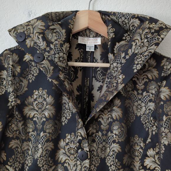 McClintock Collection Vintage Womens Tapestry Jacket Sz 12 Witchy Metallic Gold - Picture 8 of 9
